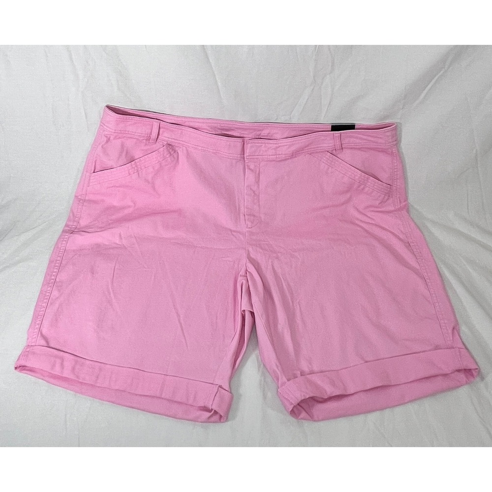 Lane Bryant Pink Bermuda Shorts Womens Sz 26 Stretch Cotton Cuffed Casual Summer